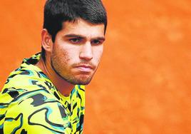 Carlos Alcaraz durante su partido contra el húngaro Fabian Marozsán del pasado Masters 1000 de Roma.