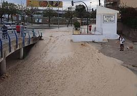 Una rambla inundada en Murcia.