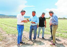 Luengo (i) y Jódar (d) comprueban con agricultores los daños.