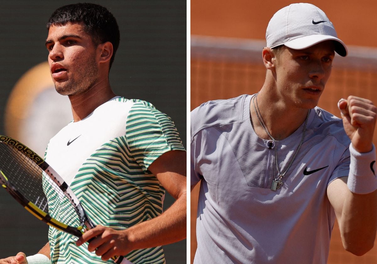 Carlos Alcaraz y Denis Shapovalov, en sus partidos de segunda ronda.