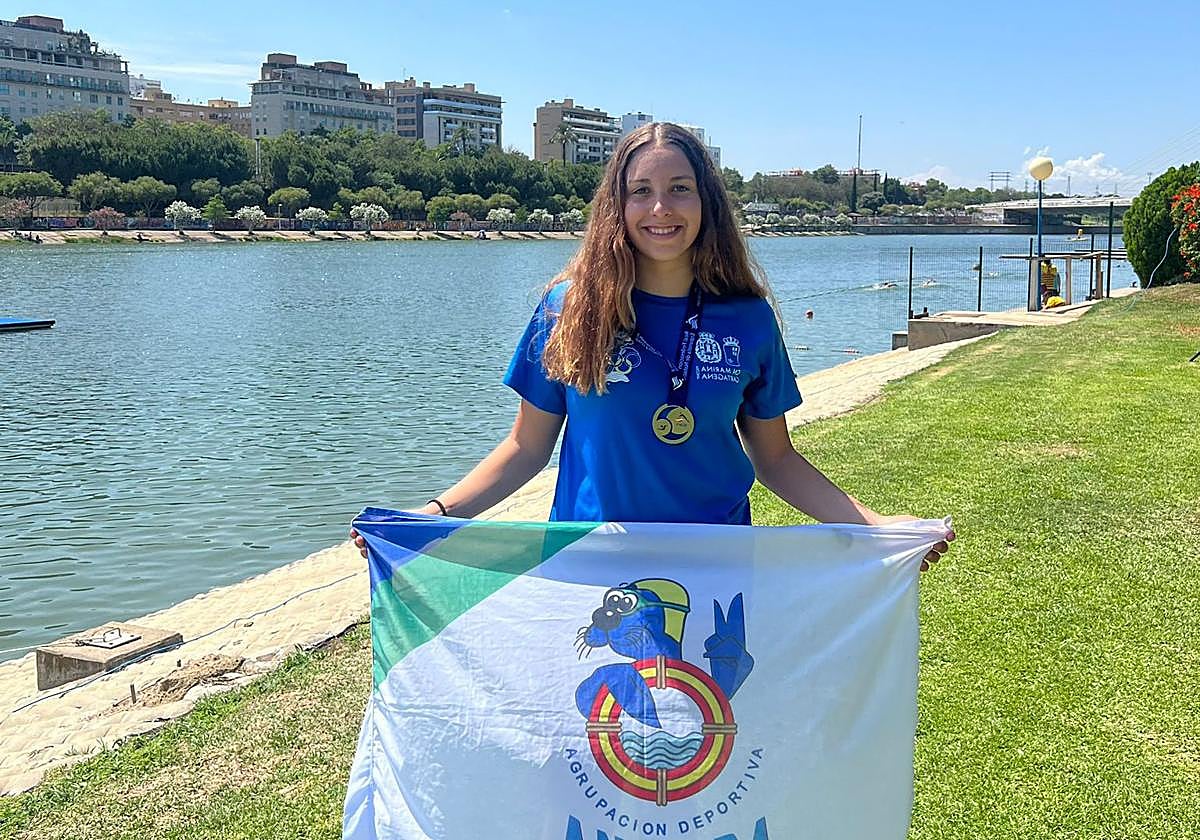 Alba Rubio celebra su victoria en Sevilla el pasado sábado.
