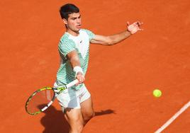 Carlos Alcaraz, el pasado sábado, en Roland Garros.