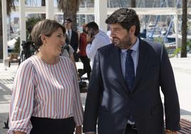 Fernando López Miras, junto a Noelia Arroyo, este viernes en Cartagena.