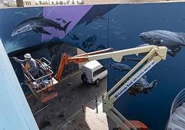 Kraser pintando en el túnel de la calle Gisbert, en marzo.