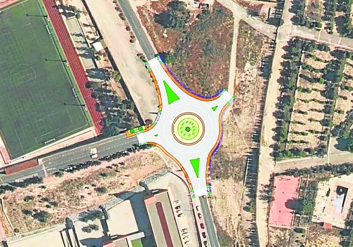 Diseño infográfico de la nueva rotonda que se construirá en Pliego.