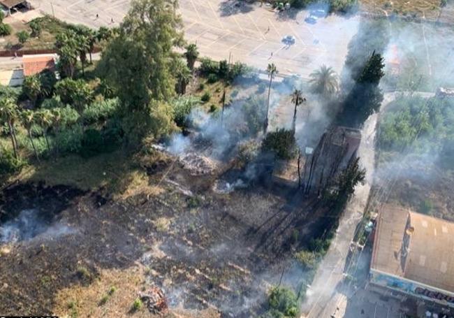 Vista aérea de la zona en la que se ha originado el incendio.