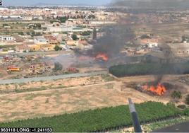 Fotografía aérea de la zona afectada por las llamas.