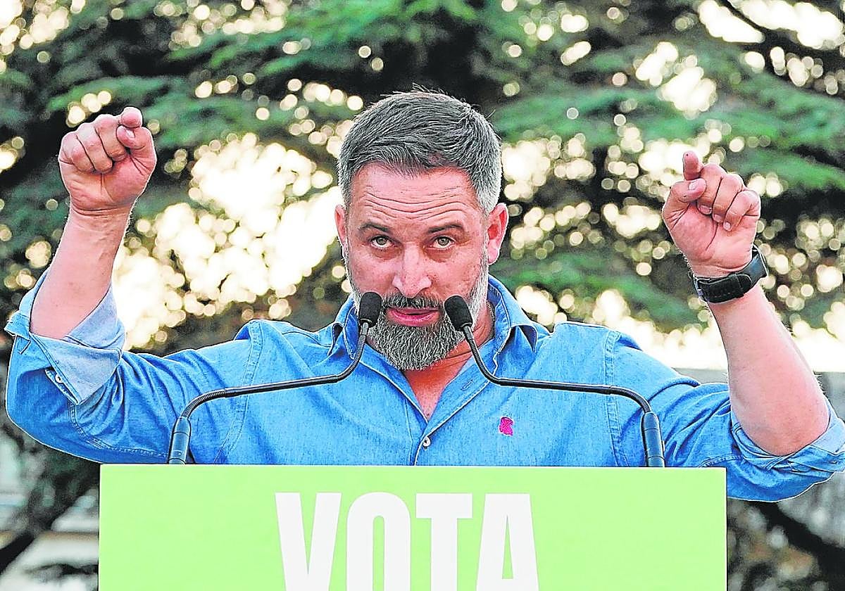 Santiago Abascal, durante el mitin que protagonizó ayer en Valladolid.
