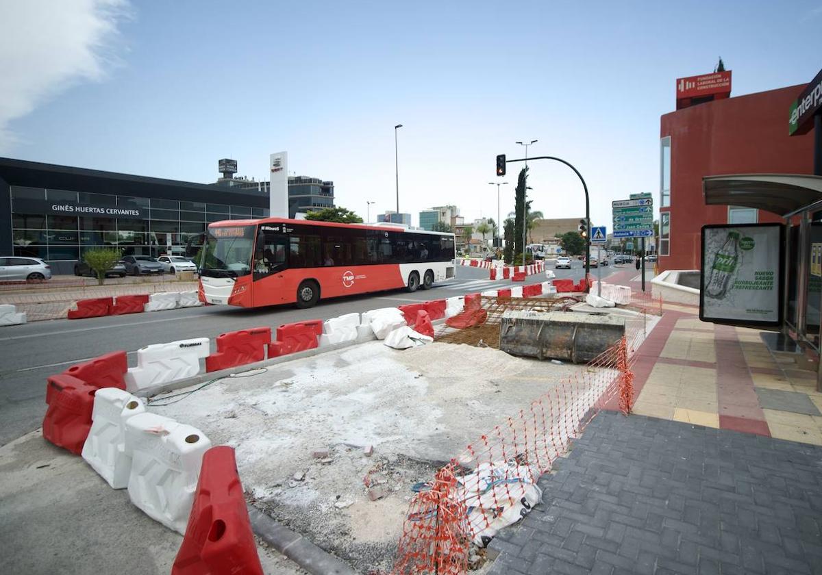 Obras del plan de movilidad en Espinardo.