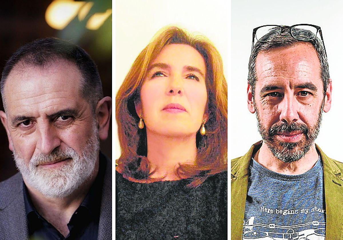 Óscar Beltrán de Otálora, autor de 'Tierra de furtivo'; Reyes Calderón, autora de 'El juego de los crímenes perfectos'; y Carlos Bassas del Rey, autor de 'Sinántropos'.
