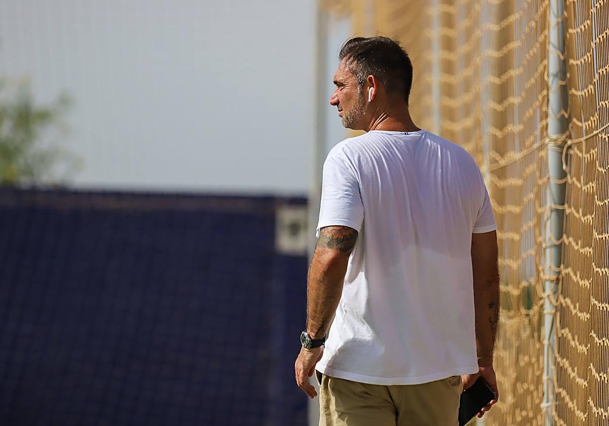 Javier Recio, en una sesión del Real Murcia en Pinatar Arena.
