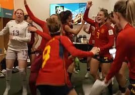 Fragmento del vídeo de las jugadoras españolas celebrando el pase a la final del Mundial.