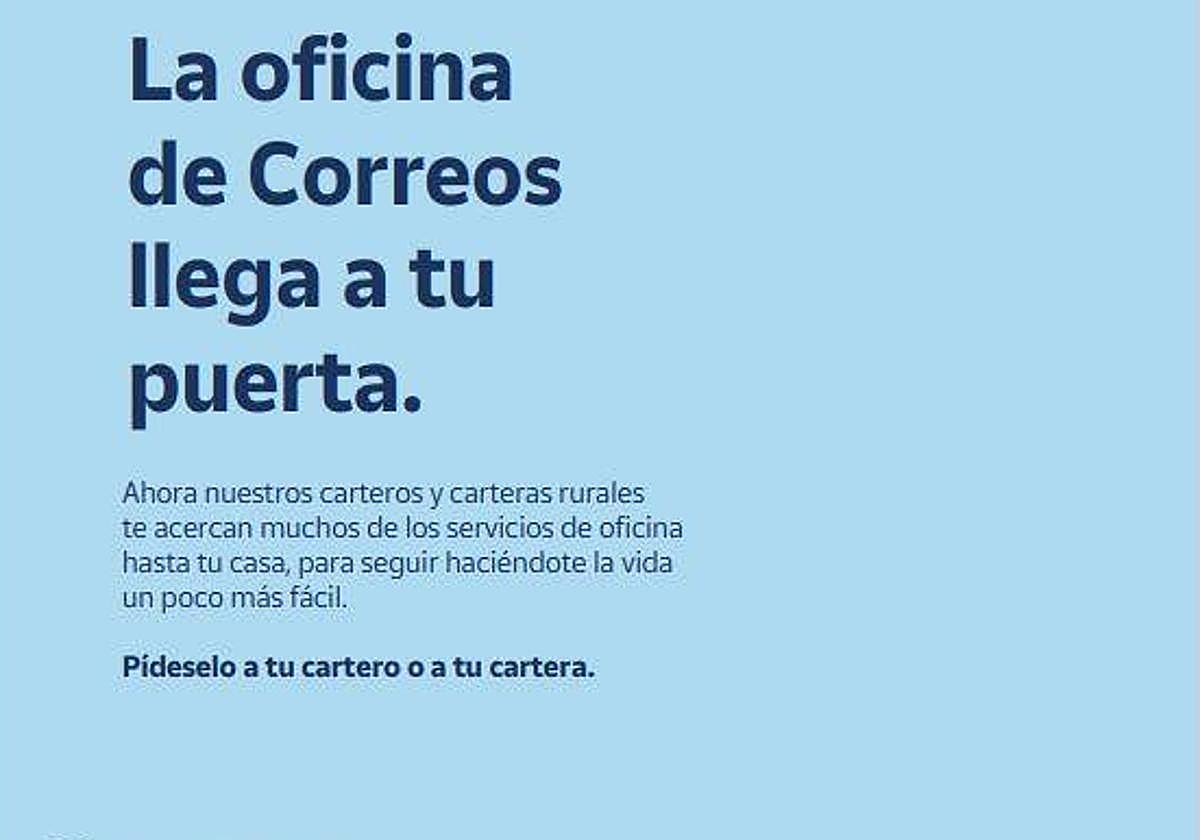 El lema de los folletos de Correos repartidos en pueblos rurales de la Región de Murcia.