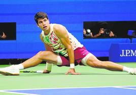 Carlos Alcaraz, en un momento de la semiifnal del US Open que perdió ante Medvedev.