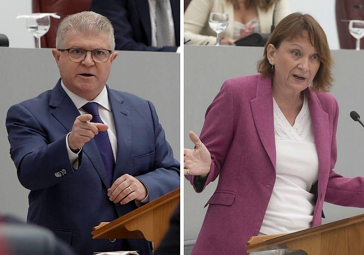 Los portavoces de PSOE y el Grupo Mixto en la Asamblea, José Vélez y María Marín, en sendas imágenes de archivo.