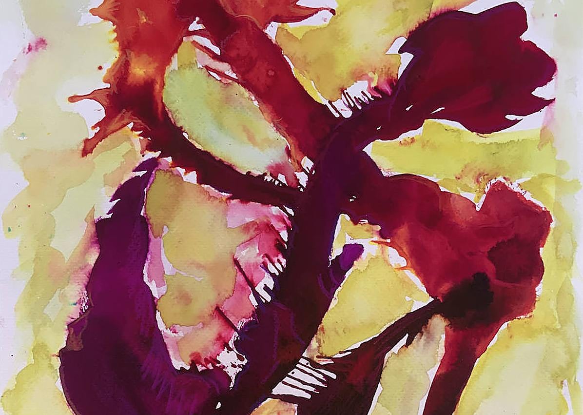 Imagen secundaria 1 - 1. En sus últimos trabajos Paulina Real extrae aprendizajes útiles del estudio de la naturaleza y de su forma de crear materialidad. 2. «Según el físico Gerd Binnig, la naturaleza es creativa y, como el hombre, es capaz de producir cosas nuevas continuamente», recuerda Paulina Real. 3. El rojo innato de Paulina Real. Dice la artista ciezana que «la auténtica creadora libre y espontánea es la propia naturaleza».