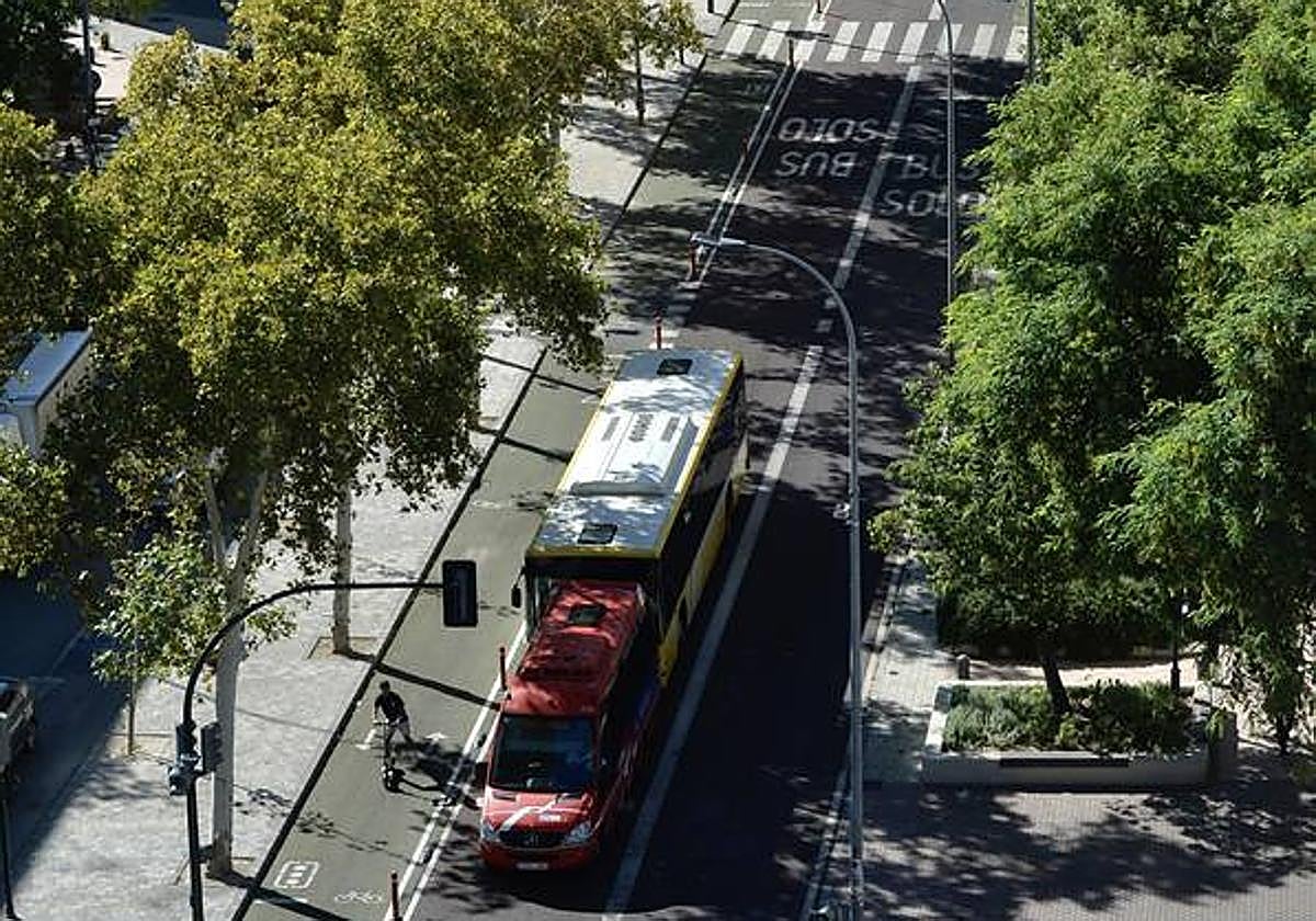 La avenida de La Fama tiene, tras las obras, dos carriles para el tráfico privado en dirección sur-norte; y en la otra parte de la calzada hay dos carriles bus y uno bici bidireccionales.