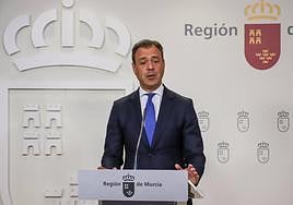 El portavoz del Gobierno regional, Marcos Ortuño, en rueda de prensa.