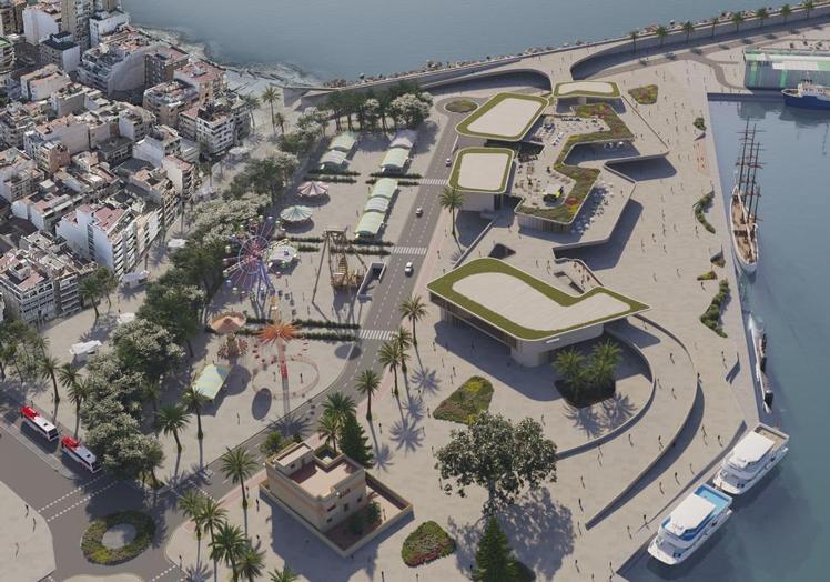In this recreation you can see the access roundabout to the new leisure area through Customs and the new road that will run through the entire port fill to the Levante dock.