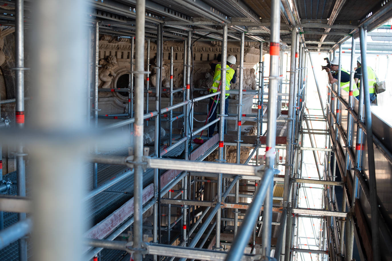 Las obras de restauración de la fachada de la Catedral de Murcia