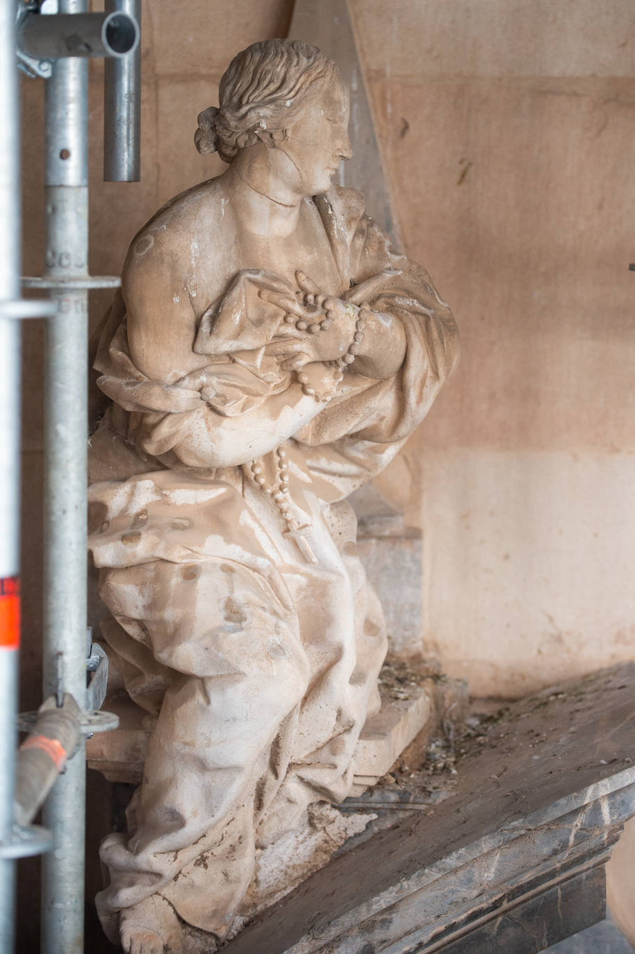 Las obras de restauración de la fachada de la Catedral de Murcia