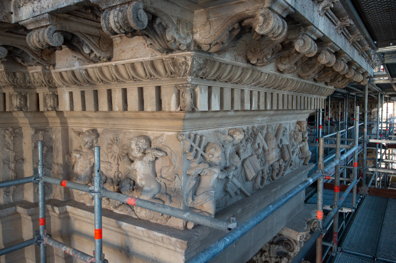 Las obras de restauración de la fachada de la Catedral de Murcia