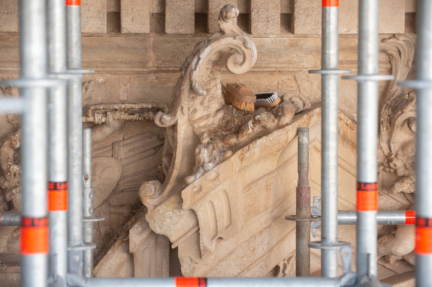 Las obras de restauración de la fachada de la Catedral de Murcia