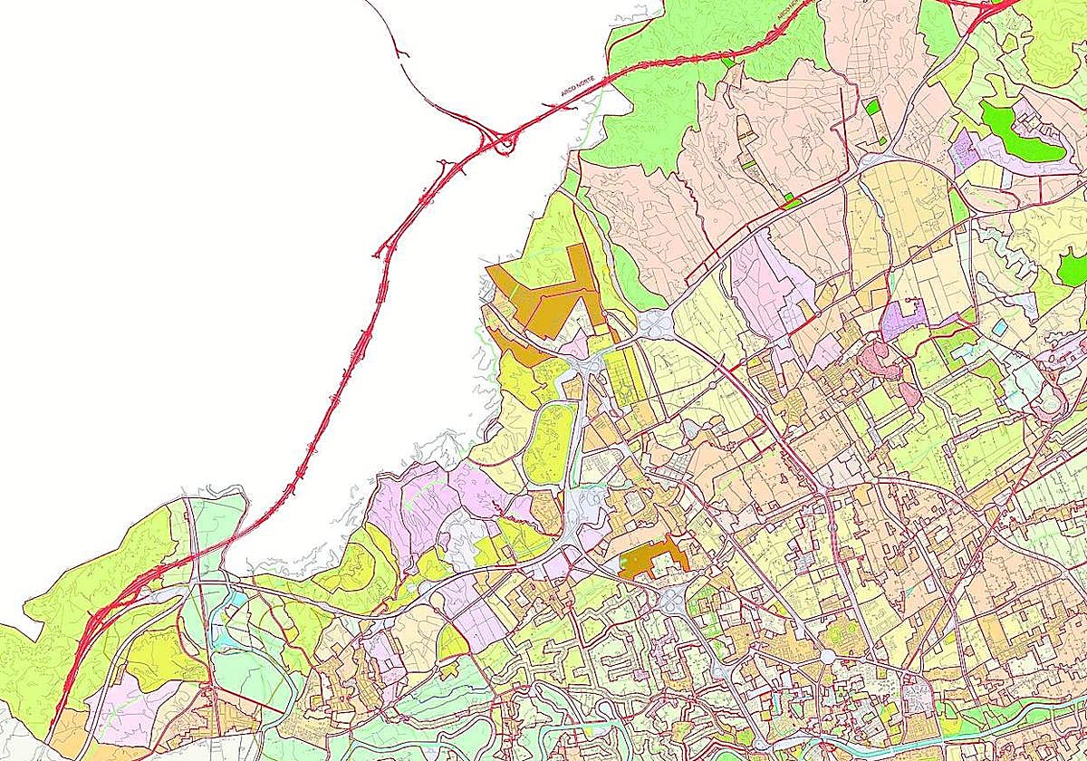 Detalle del trazado general del Arco Norte en la parte que afecta al municipio de Murcia.