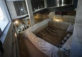 Imagen de los restos arqueológicos de la muralla de Santa Eulalia.