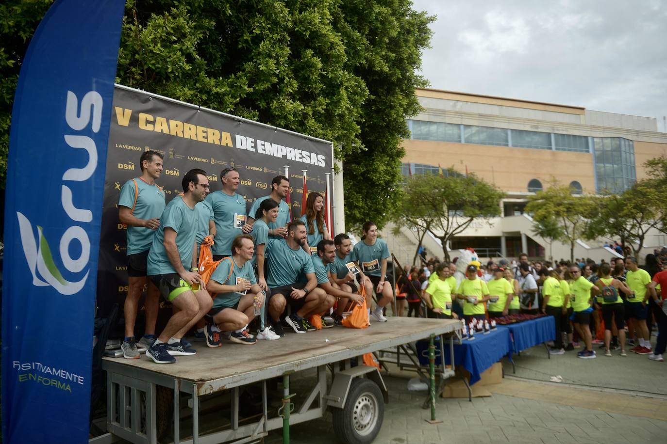 El podio de los participantes en la Carrera de Empresas de Murcia 2023