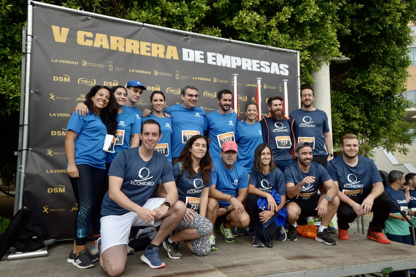 El podio de los participantes en la Carrera de Empresas de Murcia 2023