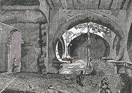 Uno de los grabados que Ivo de la Cortina dibujó durante su visita a los baños en 1844.