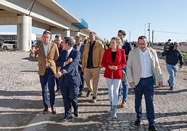 El alcalde, el delegado del Gobierno y otras autoridades recorren las obras del viaducto en Tercia.