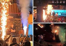 Detalles del espectáculo de fuego frío que se celebraba en la discoteca Teatre y que la Policía Nacional analiza en el expediente remitido al juzgado que instruye la causa.