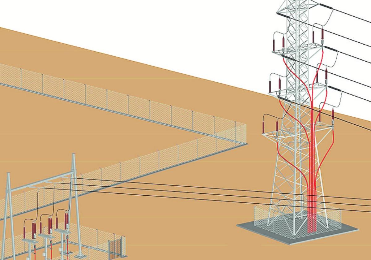 Nueva torre de alta tensión y pórtico previsto en el proyecto recurrido.