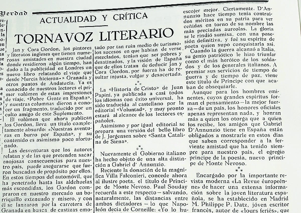Imagen secundaria 1 - Arriba: Juan Guerrero Ruiz 'Pequeñas notas literarias' en el Suplemento Literario de LA VERDAD. 2 de diciembre de 1923. Número C. (el texto está fechado en noviembre). Abajo izquierda: Juan Guerrero Ruiz. 'Tornavoz literario'. Artículo publicado en el Suplemento Literario de LA VERDAD. Año II. Murcia, 23 de marzo de 1924. Número 11. Abajo derecha: Cartas de Juan Ramón Jiménez y José Bergamín. Publicadas en el Suplemento Literario de LA VERDAD. Año II. Murcia, 6 de enero de 1924. Número 1. Aquí Juan Ramón Jiménez dice aquello de que «si en cada provincia hubiera una [página literaria] así, -¡es pedir a lo fantástico!-, España sería el Paraíso de los escritores honrados».
