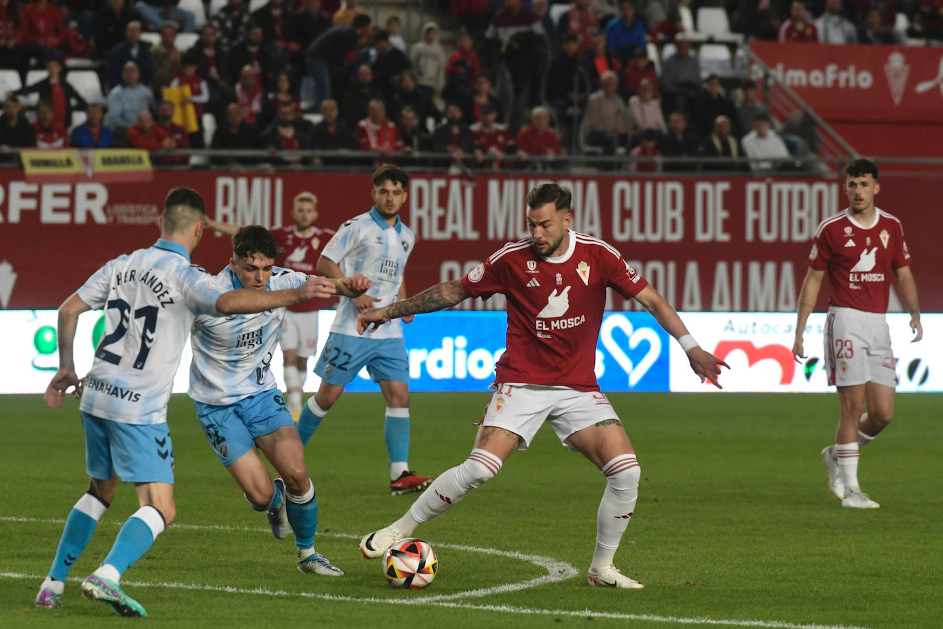 La derrota del Real Murcia frente al Málaga, en imágenes