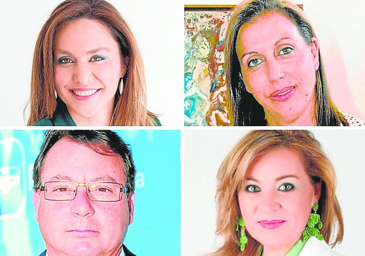 Arriba: María Ángeles Martí, de Cs, y Sonia Almela, del PSOE. Abajo: Juan Felipe Cano, del PP, y María Gil, de Vox.