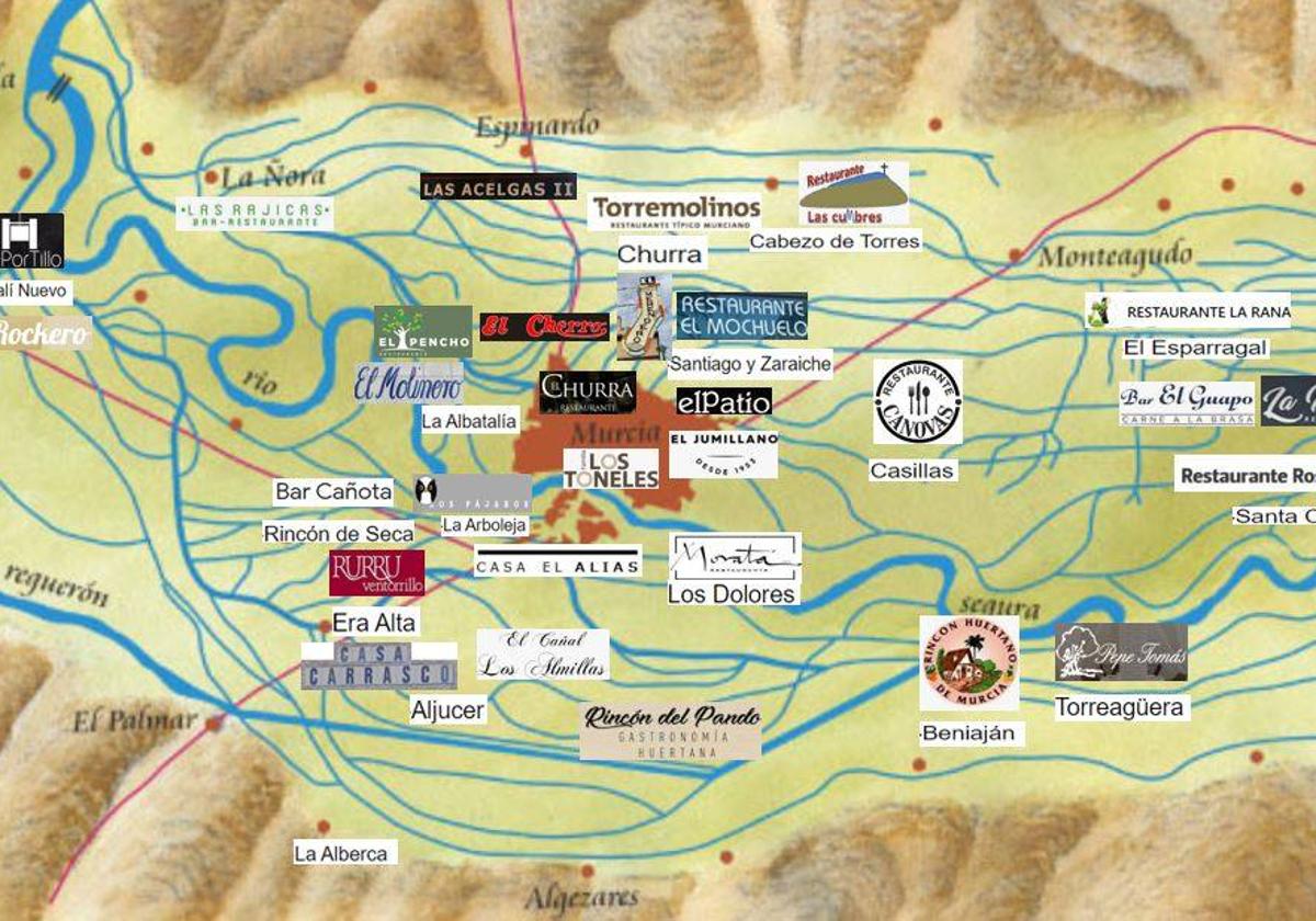 El mapa de los bares y restaurantes con «más encanto» de la huerta murciana