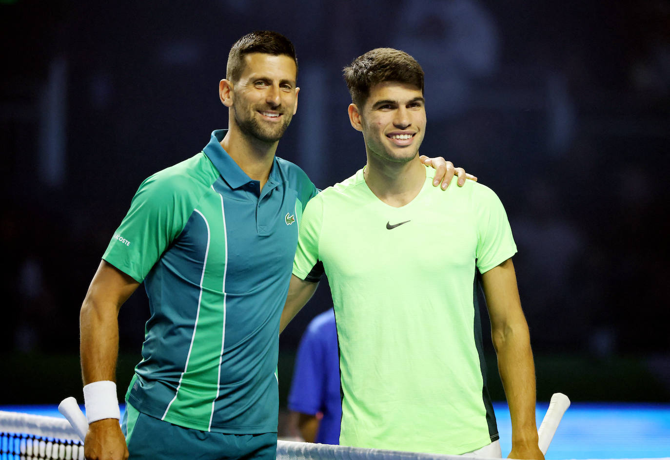 El partido de exhibición entre Alcaraz y Djokovic, en imágenes