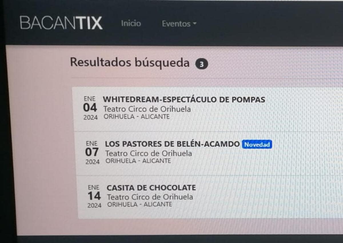 Secondary image 1 - Images of the websites where tickets to shows at the Teatro Circo are for sale and seats already sold to see Los Pastores de Belén de Acamdo.