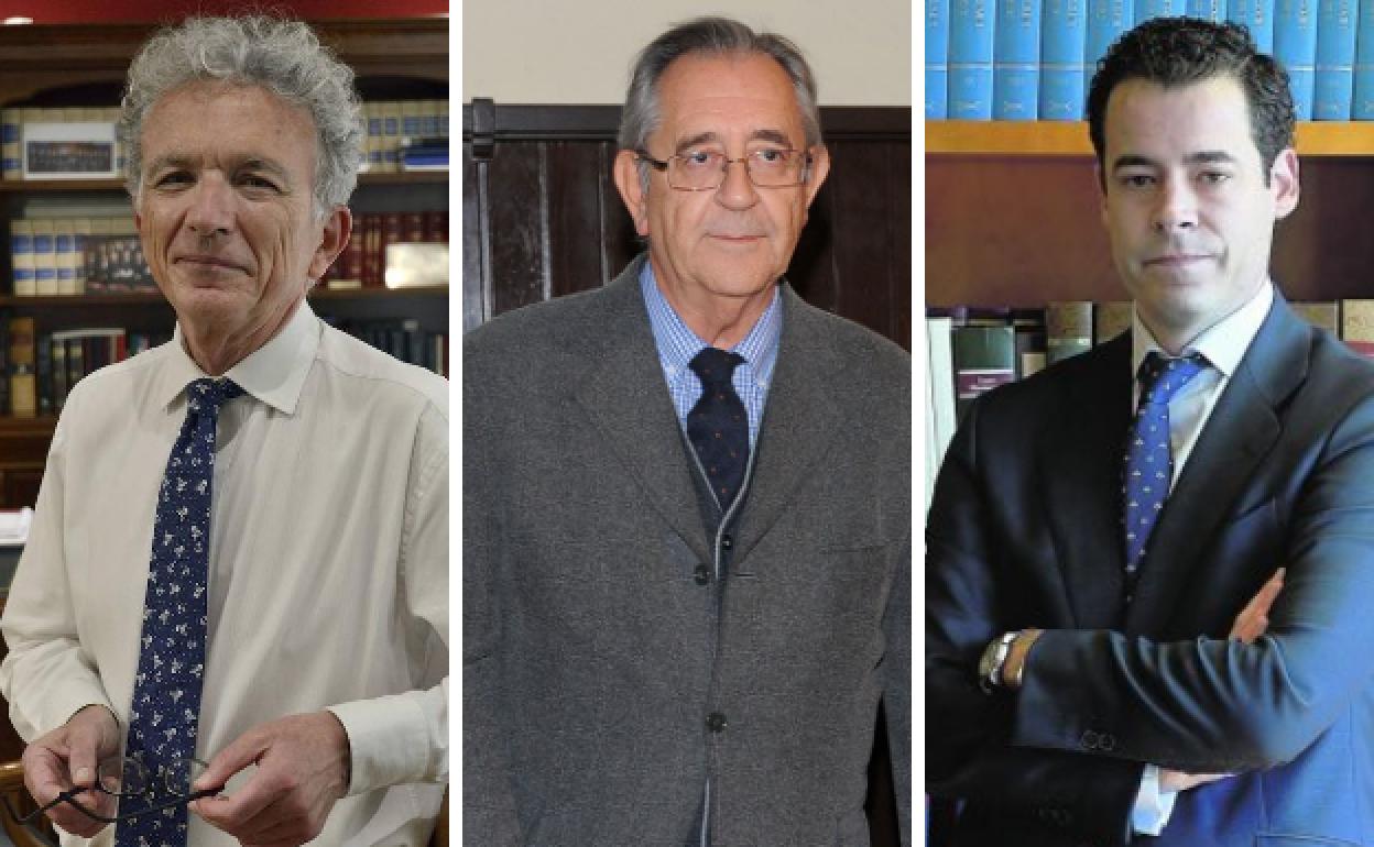 Antonio Sempere, Juan Roca y Carlos Pinilla en fotografías de archivo. 