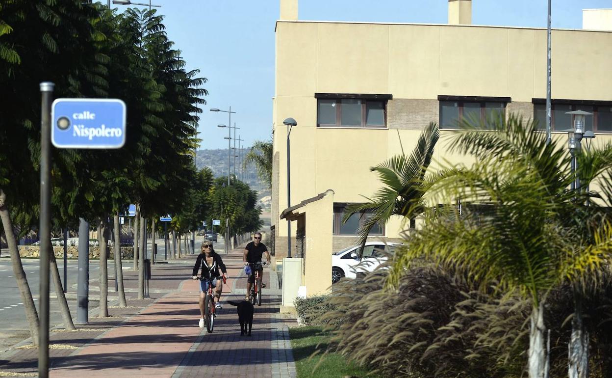 Calle de una de las urbanizaciones de La Tercia donde se subastan decenas de viviendas. 