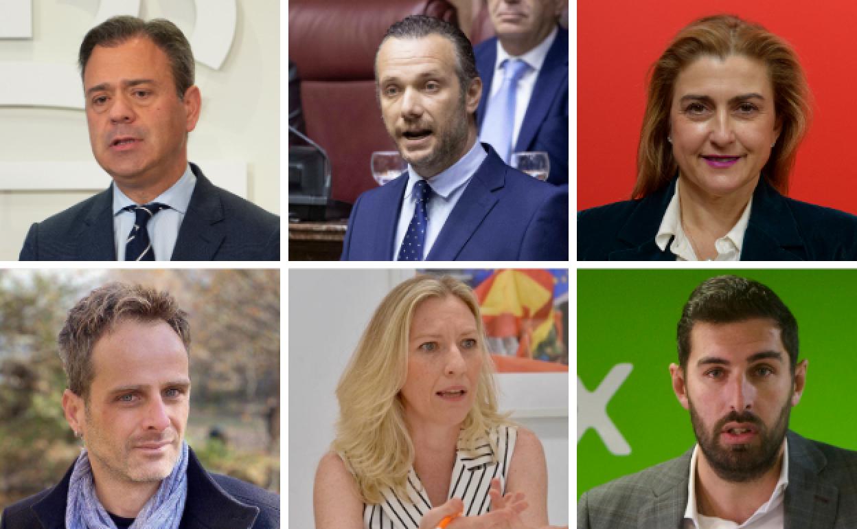 Marcos Ortuño, Joaquín Segado, Carmina Fernández, Ángel Luis Hernández, María José Ros y José Ángel Antelo. 