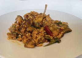 Arroz con boletus y verduras.