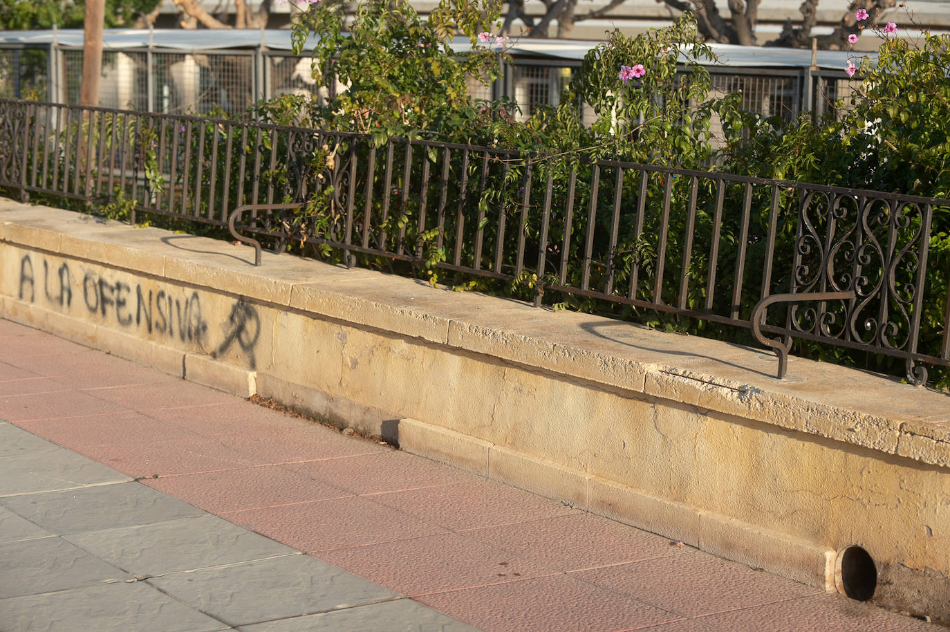 Las imágenes de las pintadas y desperfectos del Malecón de Murcia