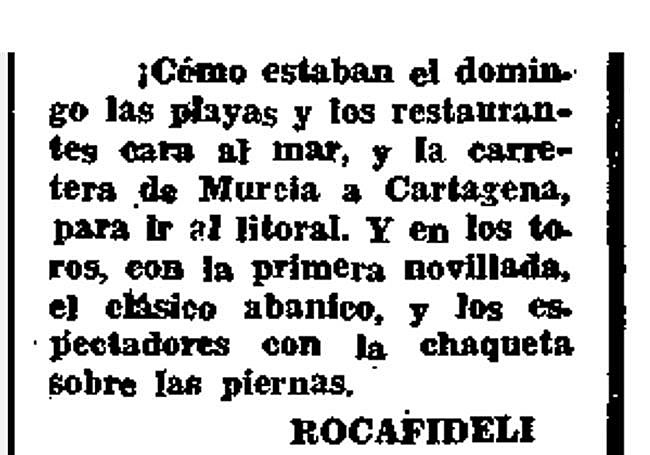 Un 25 de enero. Las playas murcianas, llenas de gente en pleno invierno de 1966, según 'Línea'.