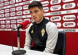 Juanmi Carrión, en la sala de prensa del Enrique Roca.