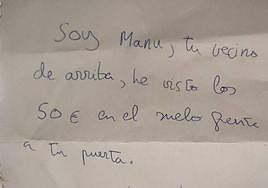 El dulce detalle de su vecino por devolverle 50 euros que se le habían caído.