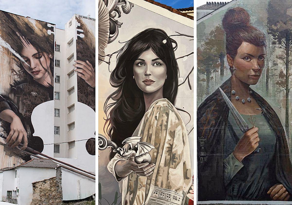 Los tres murales premiados de primero a tercero (Izquierda a derecha).